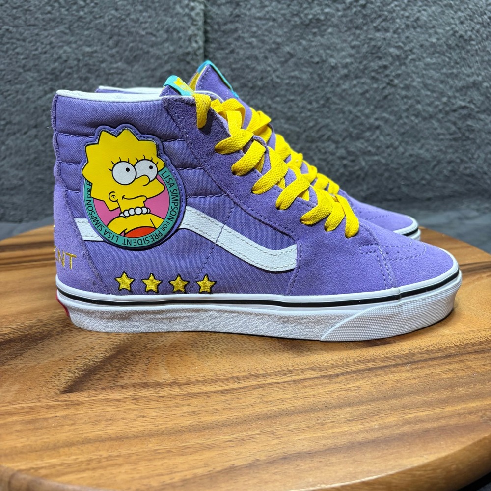 Vans Sk8-Hi The Simpsons Lisa Simpson For President Purple Sneakers Womens 7